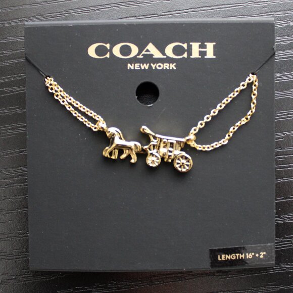 Coach Horse And Carriage Double Chain Necklace - Picture 3 of 4